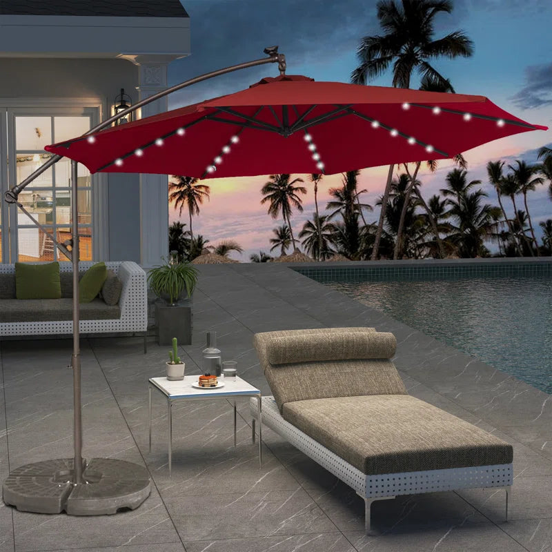 Direen 120'' Lighted Tilt Cantilever Umbrella
