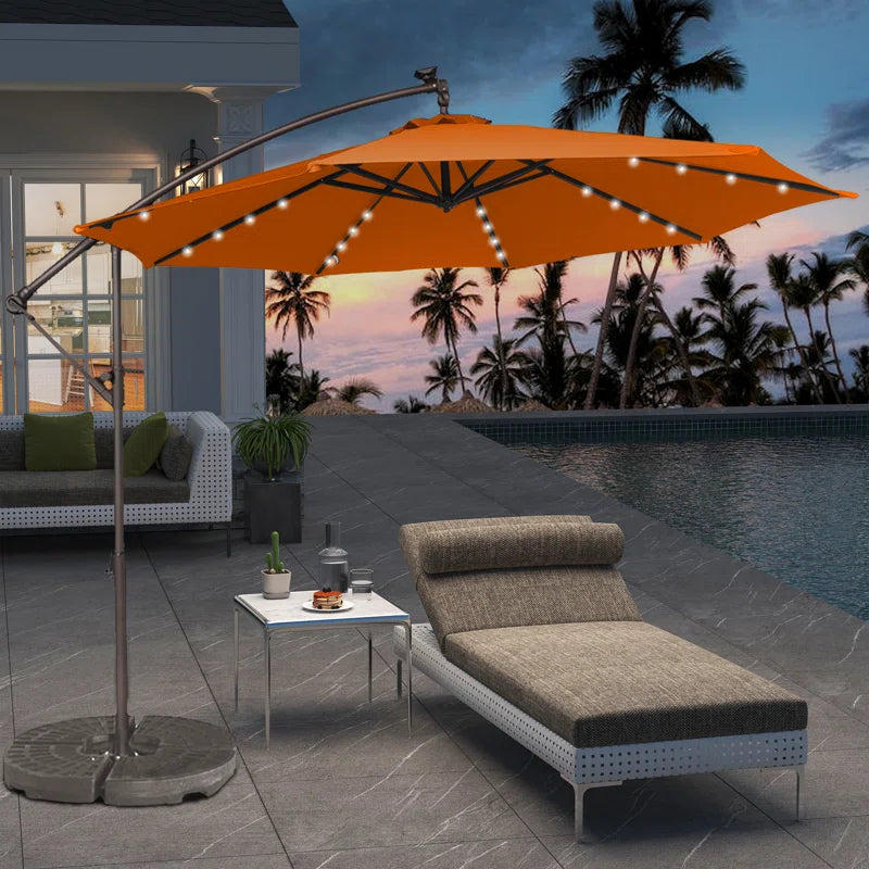 Direen 120'' Lighted Tilt Cantilever Umbrella