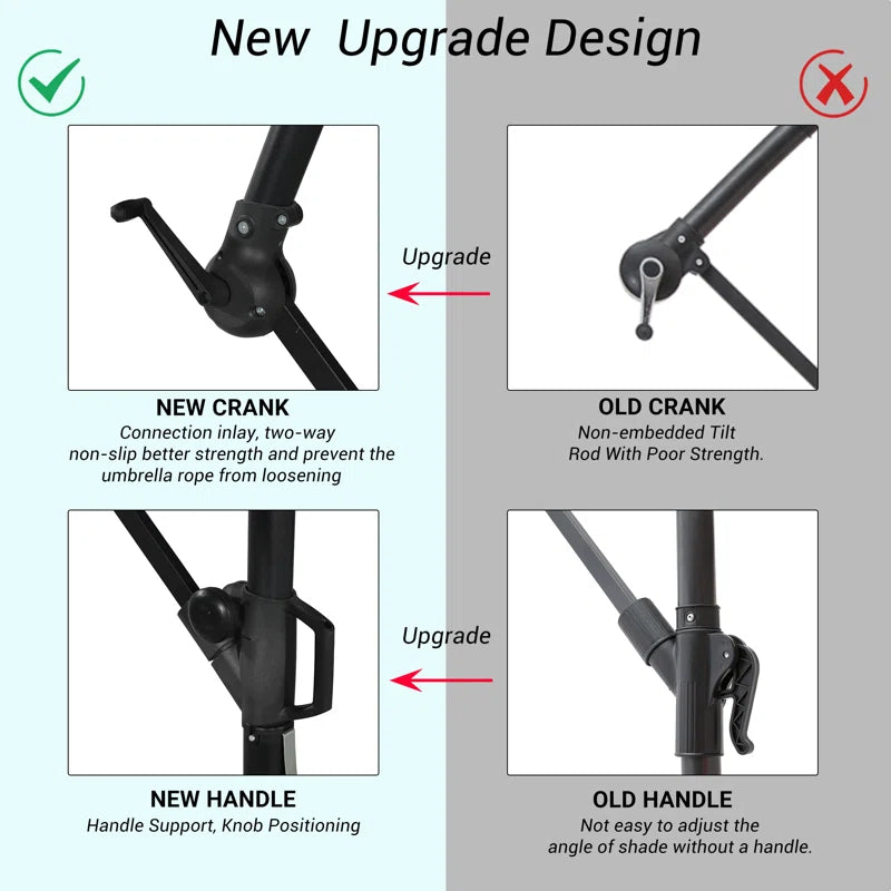 Direen 120'' Lighted Tilt Cantilever Umbrella