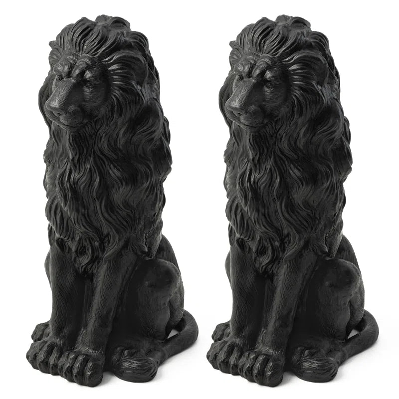 27.75"H Oversized MGO Guardian Sitting Lion Garden Statue