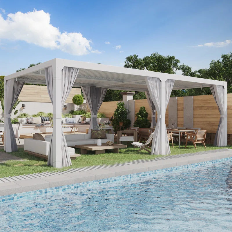 24 Ft. W X 12 Ft. D Aluminum Pergola with Canopy