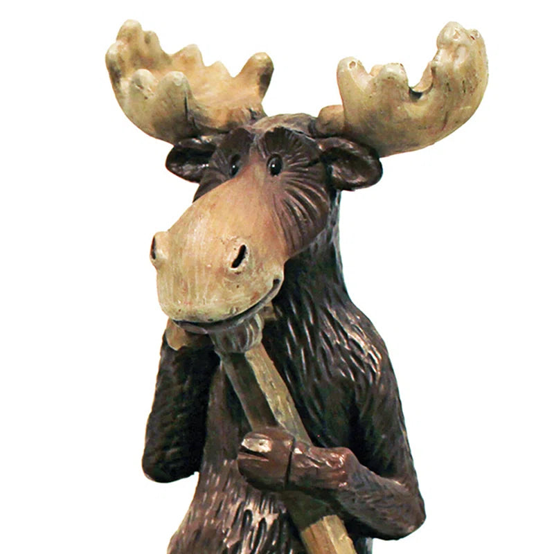 Moose and Black Bear in a Boat Statue