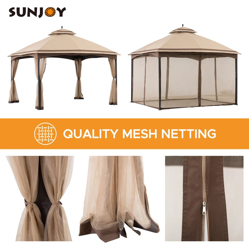Metal Soft Top Gazebo 10.5 X 13 Ft. 2-Tier Steel Gazebo