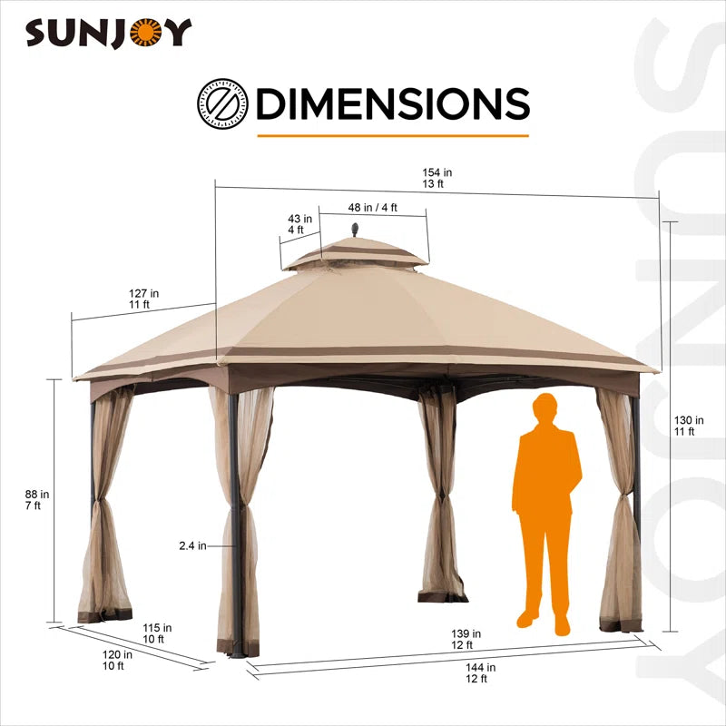 Metal Soft Top Gazebo 10.5 X 13 Ft. 2-Tier Steel Gazebo
