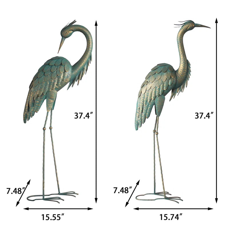 Amersfoort Preening Crane 2 Piece Garden Statue Set