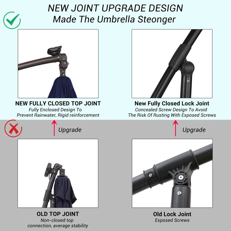 Direen 120'' Lighted Tilt Cantilever Umbrella