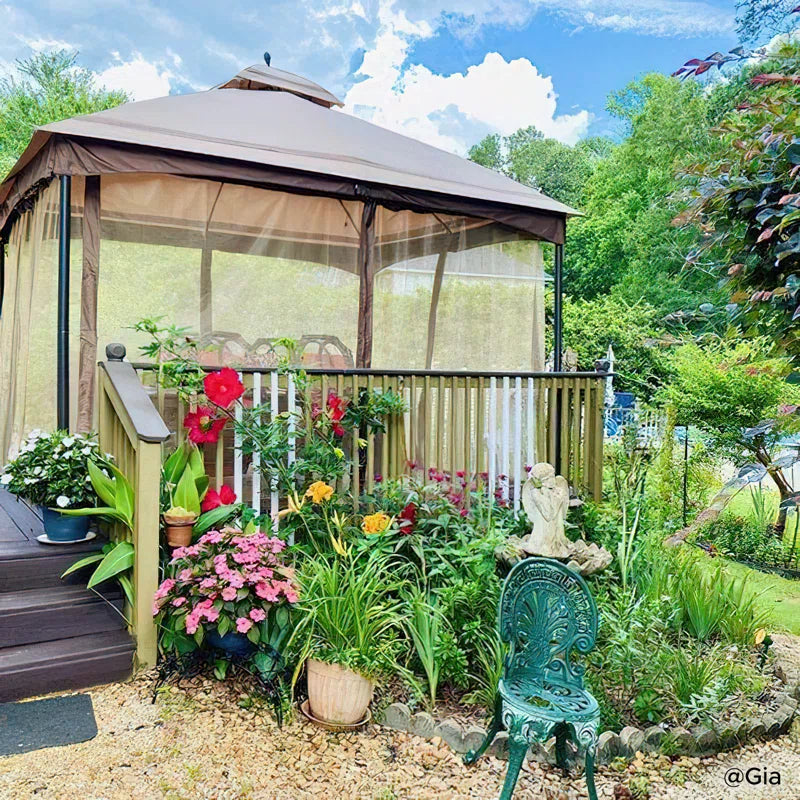 Metal Soft Top Gazebo 10.5 X 13 Ft. 2-Tier Steel Gazebo