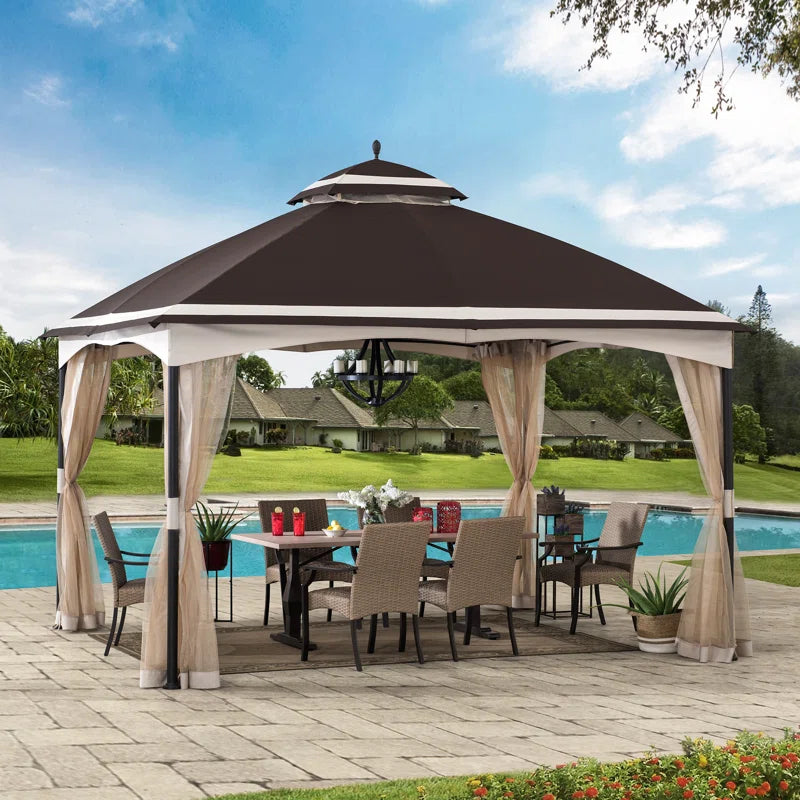 Metal Soft Top Gazebo 10.5 X 13 Ft. 2-Tier Steel Gazebo