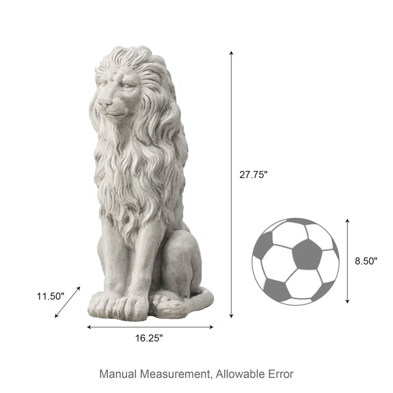 27.75"H Oversized MGO Guardian Sitting Lion Garden Statue