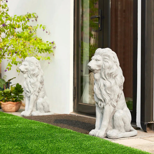 27.75"H Oversized MGO Guardian Sitting Lion Garden Statue