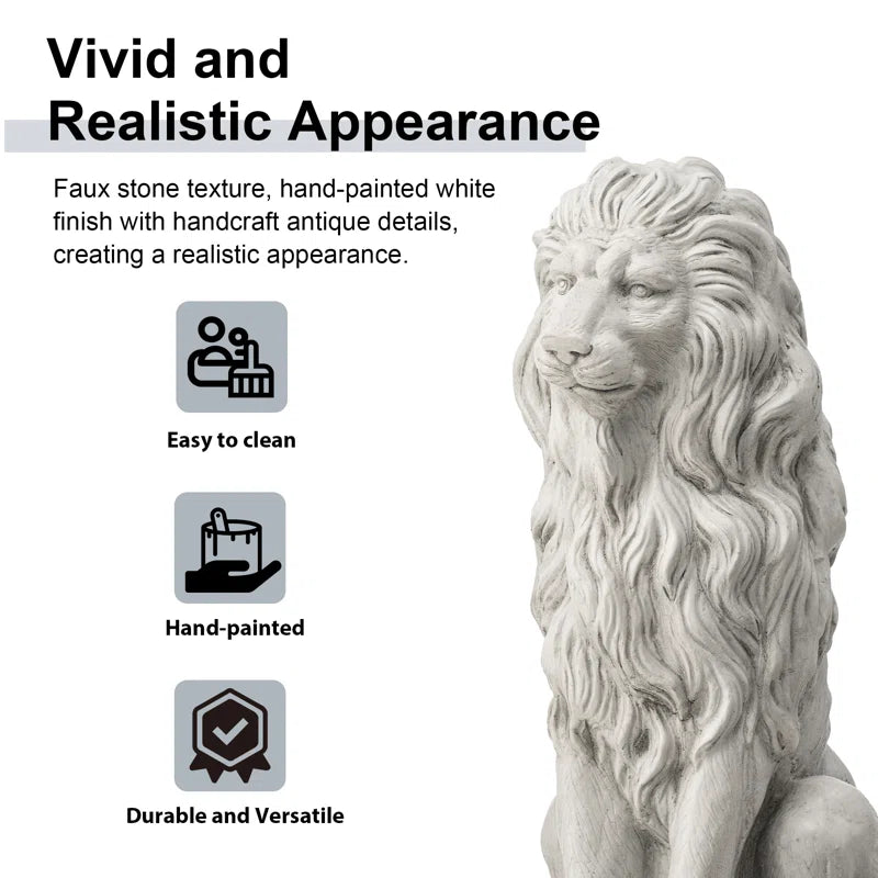 27.75"H Oversized MGO Guardian Sitting Lion Garden Statue