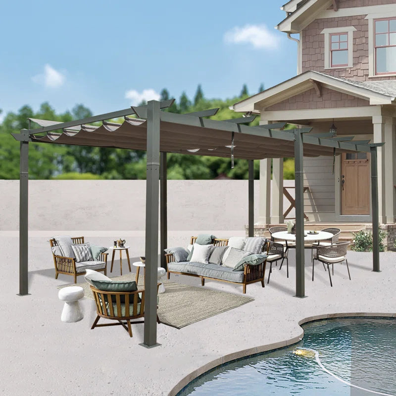 Outdoor Aluminum Retractable Pergola with Canopy