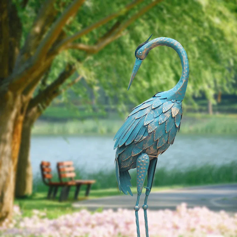Paisyn Crane Metal Garden Statue
