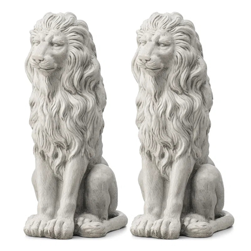 27.75"H Oversized MGO Guardian Sitting Lion Garden Statue