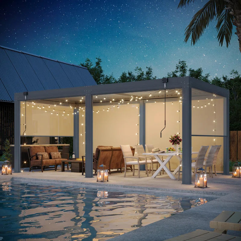 Aluminum Louvered Pergola, Outdoor Pergola with Adjustable Louvered Roof