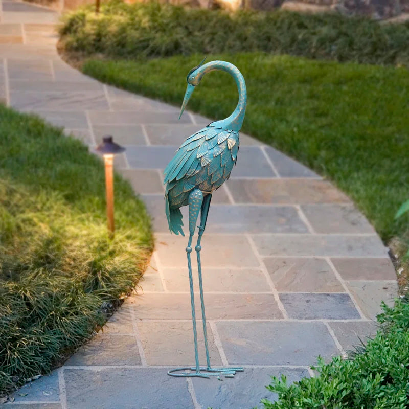 Paisyn Crane Metal Garden Statue