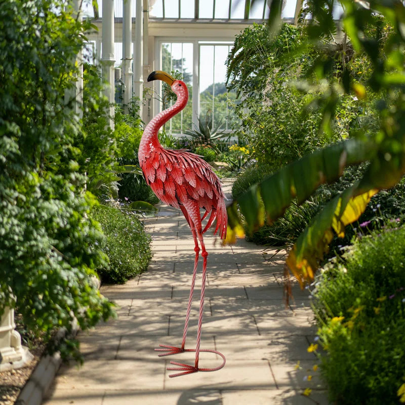 Hurtsboro Flamingo Animals Weather Resistant Metal Graden Statue