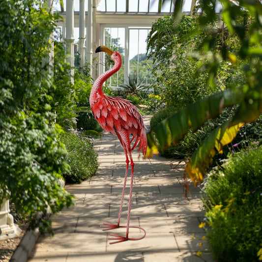 Hurtsboro Flamingo Animals Weather Resistant Metal Graden Statue