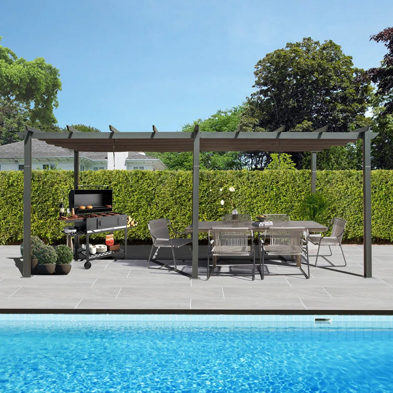 Outdoor Aluminum Retractable Pergola with Canopy