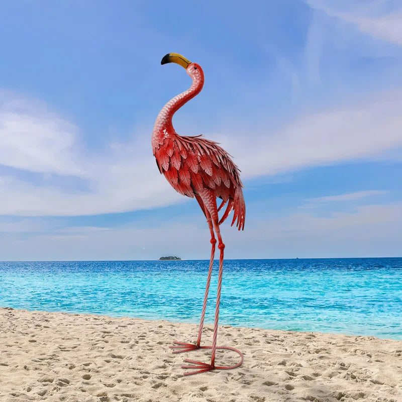 Hurtsboro Flamingo Animals Weather Resistant Metal Graden Statue