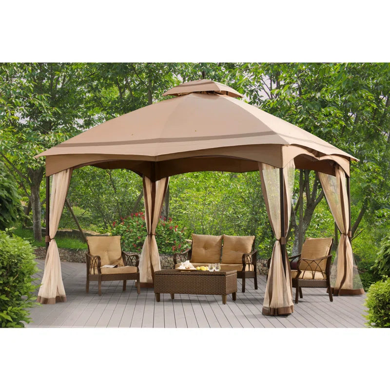 Metal Soft Top Gazebo 10.5 X 13 Ft. 2-Tier Steel Gazebo