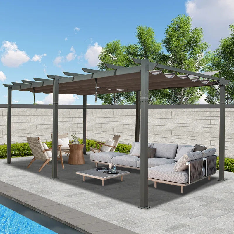 Outdoor Aluminum Retractable Pergola with Canopy